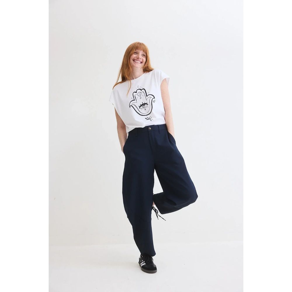 ruti linen blend high waist navy pants trousers